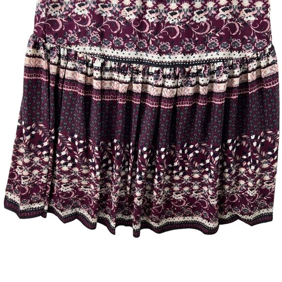 Maison Tara Womens 14 Boho Maxi Floral Geometric Halter Burgundy Dress Fairycore - Picture 5 of 12